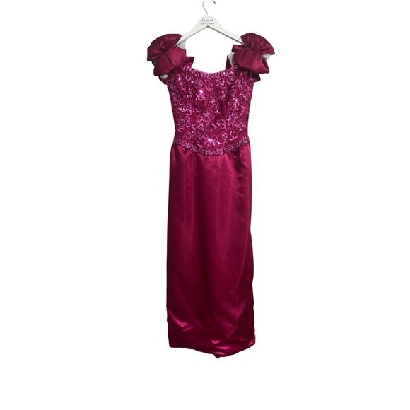 Mike Benet Formals Eighties Magenta Sequin Prom Dress Vintage Size 8 - Picture 1 of 9